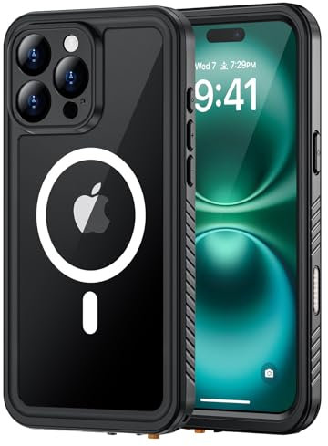 Lanhiem for iPhone 16 Pro Case Magnetic, Waterproof Dustproof Cover [Built in Screen Protector] [Compatible with MagSafe], Full Body Heavy Duty Protective Phone Case for iPhone 16 Pro - 6.3” (Black)