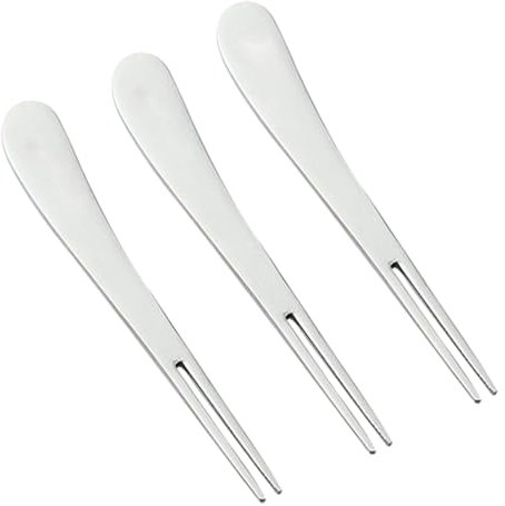 Garneck 3piezas Tenedores De Acero Inoxidable Para Fruta De Mini Tenedores De Puntas Reutilizables Diseño Simple y Equilibrado Para Bar Hotel y Fiestas