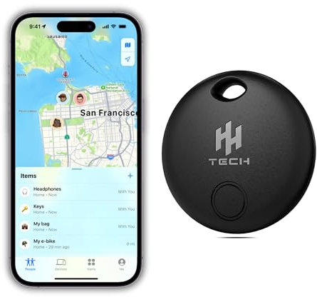 HH-Tech Smart Tag LITE For Apple iOS Devices, Smart Tracker, Item Finder, Replaceable Battery, Easily Track Your Wallet, Bag, Suitcase, and More Worldwide with Apple Find My App