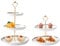 DYUEE Set of 2 Round Porcelain Tiered Cupcake Stand, 3 Tiers and 2 Tiers Cake Stand Party Serving Trays Fruit Pastry Holders, Fruit Layered Plate for Wedding and Party