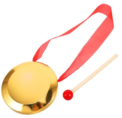ibasenice Gong De Mano De Percusión Tradicional Chino Cinta Roja para Colgar para Bodas y Celebraciones Instrumento Musical Portátil Decoración De Hogar
