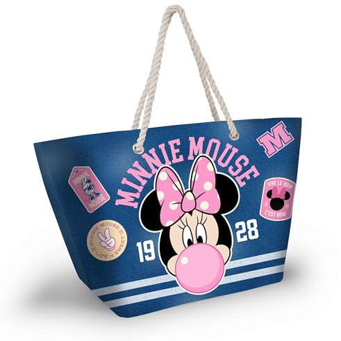 Disney Minnie Maus Varsity-Soleil Strandtasche, Blau, 52 x 37 cm
