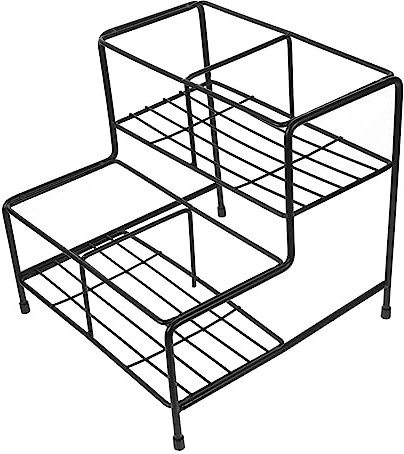 MUCKLILY Organisateur De Sirop De Café En Fer Forgé Stable, Support à Sirop 4 Compartiments, Présentoir Multifonction Pour Bouteilles Et Pots D'épices, Rangement La Cuisine Et Bar Maison