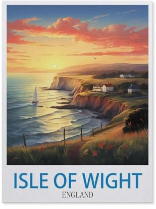 Jigsaw Puzzle 1000 Pieces for Adults,Isle of Wight England Vintage Travel Poster,Paper Puzzle - Unique Suitable for Teenagers and Adults(38x26cm)-DD19
