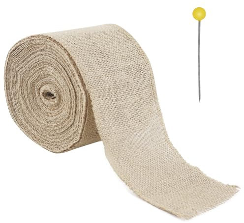 Ruban en toile de jute - 12 m - 10 cm - Vintage - Pour décoration de mariage, emballage cadeau, bricolage