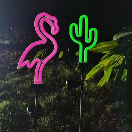 Landscape Lights Outdoor Decor, garden Gift for Mom Women Birthday, Solar Lights Outdoor for Yard Decorations, Neon Solar Lights for Outside,Pathways,Patio or Lawn Decor (Green cactus)