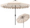KOMFOTTEU 300 cm Sombrilla Terraza Exterior con 24 Luces LED, Sombrilla de Jardín Inclinable 35° con Manivela y 8 Varillas, Parasol de Mercado para Patio, Balcón, sin Base (Beige)