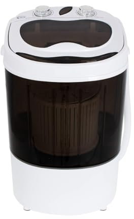 JUNG CR8054 Mini Waschmaschine mit Schleuder schwarz/weiss, Waschautomat bis 3 KG, 15 Min Waschprogramm Reisewaschmaschine, Miniwaschmaschine, Camping Mobile Waschmaschine