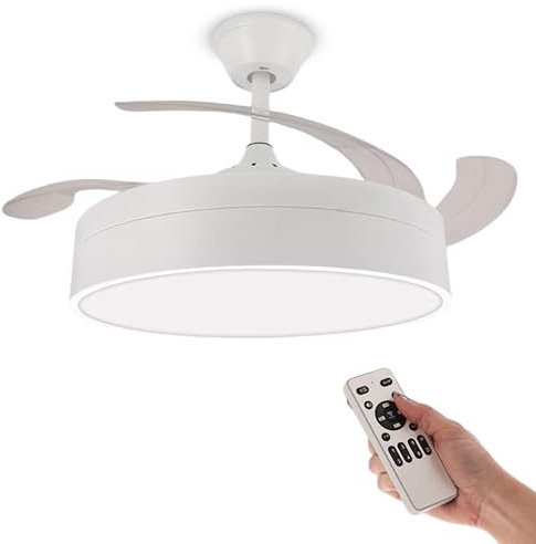 LUMIKING Ventilador de Techo con Luz LED 72W Blanco – Motor DC Silencioso, 6 Velocidades, Aspas Retráctiles, Mando a Distancia, Temporizador, Función Verano-Invierno, Bajo Consumo