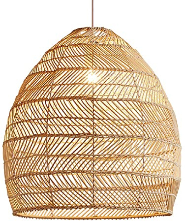 Lampada a cesto a cesto rattan da 17,7 pollici lampadario vuoto 1 pacco beige rattan gabbia lampade a sospensione fatte a mano E27 Base - illuminazione soggiorno Apparecchi di lampada sospesa per sala