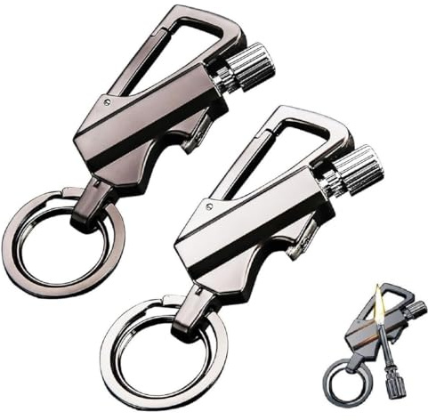 2 Stück Lifelightern Lighter,Schlüsselanhänger Feuerzeug,Ewiges Streichholz Feuerzeug mit Schlüsselanhänger & Flaschenöffner,Tragbares Wiederbefüllbares Streichholz Feuerzeugs Geschenke für Männer