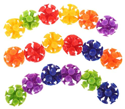Vaguelly Lot de 18 balles à ventouses - Jeu de Lancer et d'attraper pour Enfants, balles collantes pour garçons et Filles, Cadeaux d'anniversaire, pour Jouer en intérieur et en extérieur,