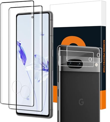 Carantee 2+2 pièces Verre Trempé pour Google Pixel 7 Pro 5G, avec Caméra Arrière Protecteur, 3D Vitre Protection pour Google Pixel 7 Pro, Haute Sensibilité Haut Définition Protection écran