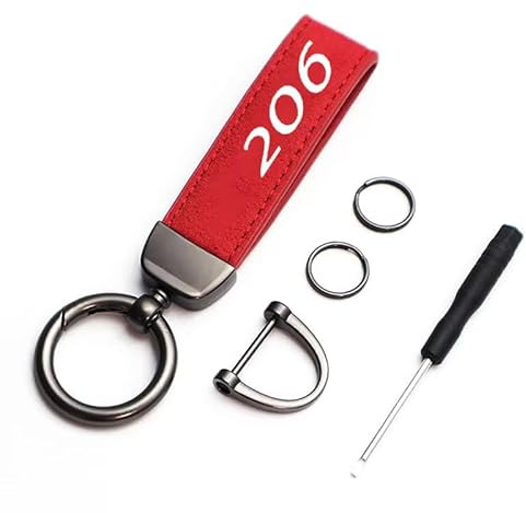R-timer 1 Pièce Porte-clés Voiture pour Peugeot 206, Lanière en Daim Sportif, Anneau en Zinc Robuste et Durable,D