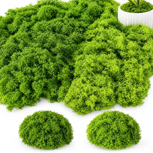 Luxoraiova Musgo artificial 200 g para manualidades y decoración, 2 colores verde oscuro y verde claro, musgo artificial para modelismo, pesebre, acuario, pared decorativa, jardines en miniatura