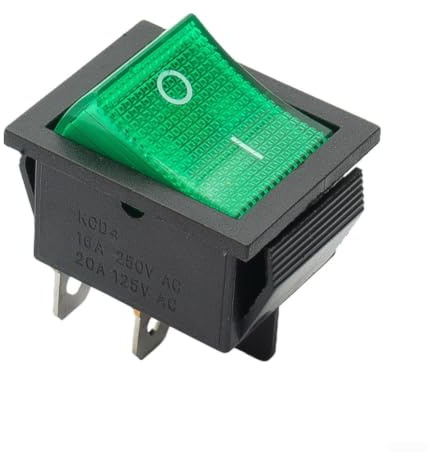 Grüner DPST Wippschalter, 4-polig, mit wasserdichter Abdeckung, 16 A, 250 V Wechselstrom, Ein/Aus, für elektrische Geräte