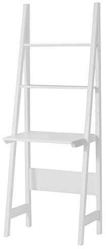 SoBuy FRG60-W Table Bureau Bibliothèque Étagère Style Échelle de 2 Tablettes et 1 Plan de Travail - Blanc