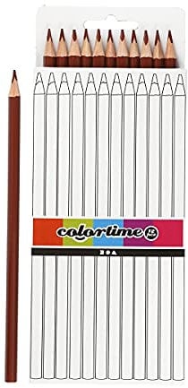 Colortime Farbstifte, Mine: 3 mm, L: 17 cm, braun, Basic, 12Stck.