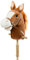 HollyHOME Stick Horse Age 6+ with Wood Wheels Real Pony Neighing and Galloping Sounds Plush Hobby Horse Toy, 91cm, Brown (AA Batteries Required)