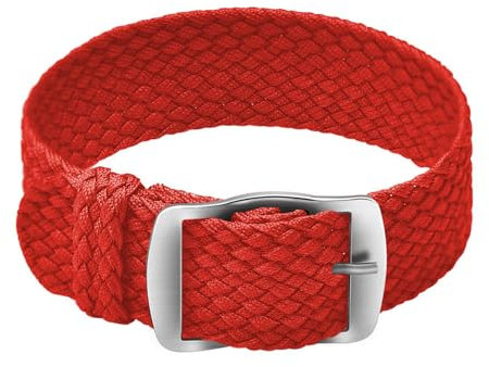 ULLCHRO Unisex Perlon Nylon Armband mit Edelstahl Silberne Schnalle 20mm Rot