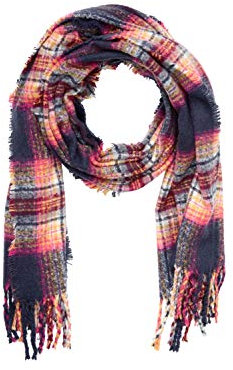 s.Oliver Damen 38.899.91.3673 Schal, per pack Blau (india ink check 58N1), One Size (Herstellergröße: 1)