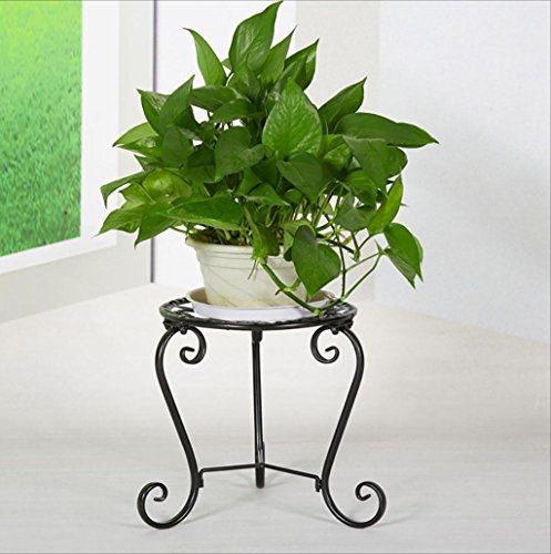 GJ-HJ Blumentreppe Eisen Schmiedeeisen Boden-Stil Wohnzimmer Balkon Europäischen Stil Schreibtisch Blumentöpfe Multifunktionale Blume Regal Regale (Farbe : SCHWARZ)
