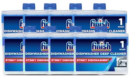 Finish, Dishwasher Cleaner, 250ml (Bulk Pack of 8, Total 2L), Removes Grease and Limescale, Fresh Smelling, Fights Odour for a Cleaner Hygienic Dishwasher Machine