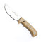 Muela Cuchillo ABORIGEN-12D hoja de acero MoVa de 12 cm y empuñadura de micarta canvas desert para Caza, Pesca, Supervivencia y Bushcraft Realizado en Ciudad Real + Portabotellas de regalo