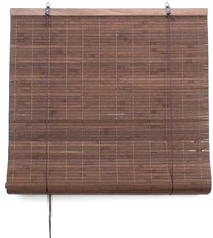 Persiana Estor de 140 cm x 60 en Bambú Natural Enrollable Marrón Decora tu Hogar con Estilo Natural, Proporciona Privacidad y Control de Luz Mientras Añade un Estilo Único