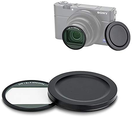 JJC Filtre UV pour Sony ZV-1II ZV-1 RX100 VII VI V Canon G7X Mark III II G5X Mark II, Filtre de Protection d'objectif Multi-couches Ultra-Mince avec Capuchon d'objectif et étui de Protection de Filtre