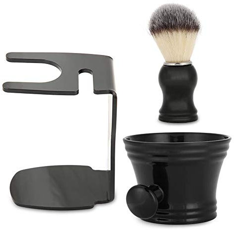 3 IN 1 Shaving Brush Set With Brush Stand and Soap Bowl Shaving Kit Tool for Home and Travel Use