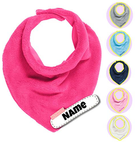 Kinder Halstuch | Baby Dreieckstuch | bestickt mit Namen | personalisiert | warm und flauschig | Wunschname (Pink)