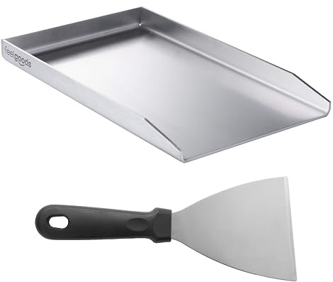 Planche À Griller En Acier Inoxydable Pour La Cuisson De Style Bbq - La Plancha 26 X 44,5 Cm Convient Pour Les Barbecues À Gaz Et Au Charbon De Bois + Spatule