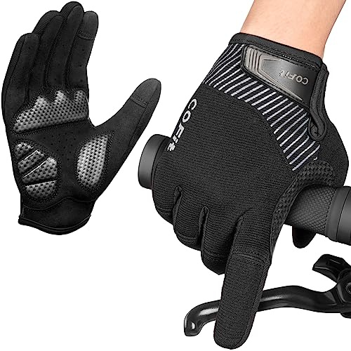 COFIT Fahrradhandschuhe Vollfinger mit Touchscreen für Herren und Damen – Atmungsaktive, stoßdämpfende Bike-Handschuhe mit Gel-Polster & rutschfestem Grip für MTB & Rennrad