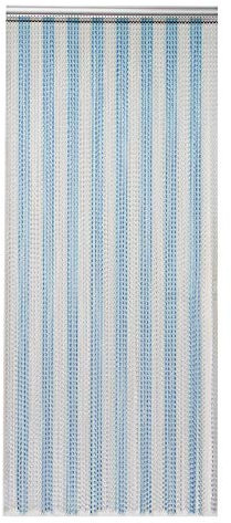 Trintion Chain Curtain Aluminium 90x214.5cm Door Fly Screen Premium Silver Strip Blind for Doorways Insect Screen Indoor Outdoor Keeps Out Insects Flies Wasps (Sliver And Blue)