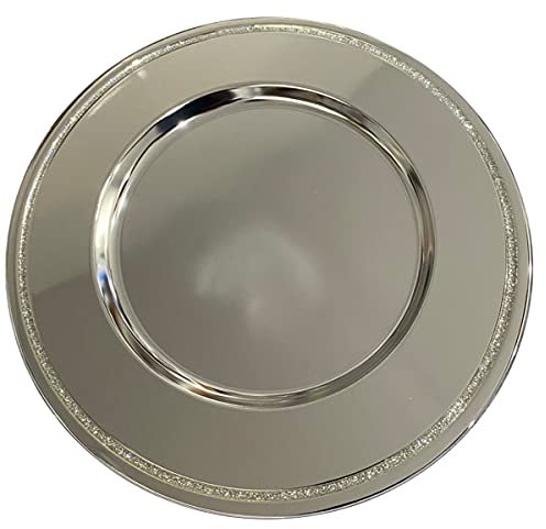 SILBERKANNE Esclusivo sottopiatto da 31 cm con bordo in cristallo di alta qualità, placcato argento, pronto da regalare, elegante confezione regalo