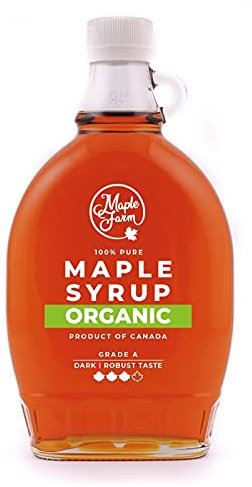 MapleFarm - Sirop d'érable pur BIOLOGIQUE canadien Grade A (Goût foncé, robuste) - 500 ml (Lot de 1) - Sirop d'érable pur - jus d'érable biologique