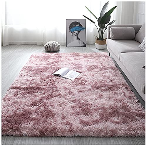 DAIHAN Kunstfell Teppich Super Weich Teppich für Wohnzimmer Schlafzimmer Kinderzimmer Flauschig Shaggy Teppiche Modern Hochflor Plüsch-Teppich Bettvorleger Sofa Matte,Rosa2,80x120CM