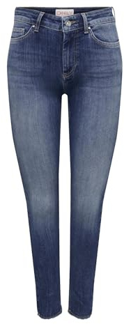 ONLY Damen Onlblush Mid Sk Ank Raw Dnm Rea194 Noos Jeans, Medium Blue Denim, L / 32L EU