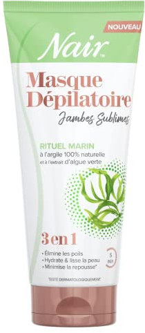 NAIR - Crema depilatoria para piernas Sublimes Ritual Marine, arcilla 100% de origen natural y extracto de algas verdes, fórmula 3 en 1, 180 ml