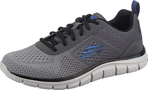 Skechers Mens Track Ripkent Trainers, Charcoal Mesh Black Trim, 8 UK