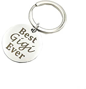 BCughia Schlüsselanhänger, Schlüsselanhänger Frau Tasche Rostfreier Stahl 25X25Mm Schlüsselanhänge mit Gravur Best Gigi Ever für Weihnachten