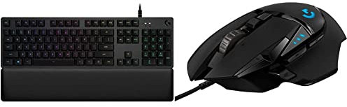 Logitech G513 Tastiera Gaming Cablata Meccanica con Poggiapolsi, RGB LIGHTSYNC, GX Brown Tactile Switch & 502 HERO Mouse Gaming Prestazioni Elevate, Sensore HERO 25K, 25.600 DPI