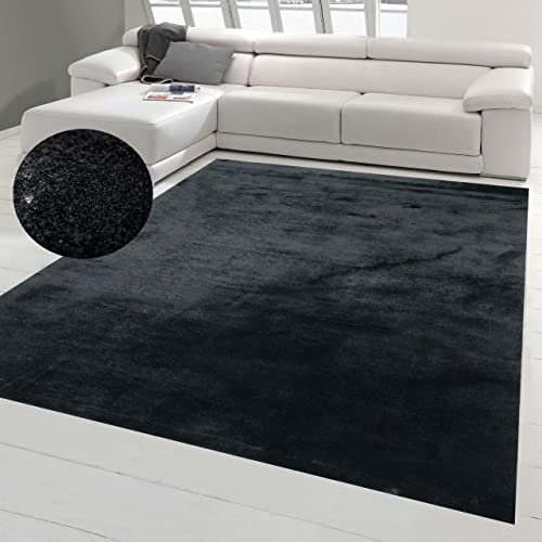 Teppich-Traum für Gästezimmer | weicher Flor waschbar | in schwarz, Größe 140x200 cm