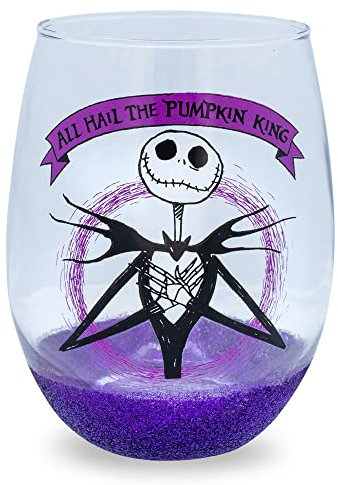 Silver Buffalo Disney - Bicchiere da vino senza stelo con scritta The Nightmare Before Christmas, con scritta in lingua inglese All Hail Pumpkin King, senza stelo