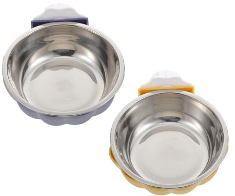 iplusmile Gamelle Cage Chien - Lot de 2 Bols Amovibles en Acier Inoxydable à Suspendre pour Animaux de Compagnie - Gamelle Eau Chien Gamelle Chiot pour Chiens, Chats, Petits Animaux Cage Chat