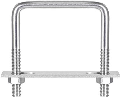 sourcing map Square U-Bolts, 95mm(3.74) Inner Width 100mm Length M10 304 Stainless Steel U Clamp Bolt with Nuts and Plates, for Boat Trailer