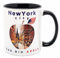 DESSAPT Arts - La Grosse Pomme New York/The Big Apple, New York City - Mug Céramique 325 ml - Tasse-Cadeau Unique avec les Magnifiques Paysages New-Yorkais - Imprimé en France - Blanc et Noir