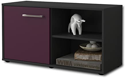 Lqliving Lowboard - Beistellschrank Adelia, Korpus: anthrazit matt, Front: Farb-Design Lila (92x49x35cm), mit Metall Griffen, Made in Germany