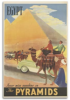 INKLOT Vintage-Poster Welcome to Egypt, dekoratives Gemälde, Leinwand, Wandposter und Kunstbild, modernes Familien-Schlafzimmer, Deko-Poster, 20 x 30 cm